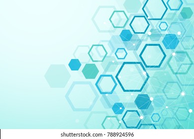 Hexagonal geometric background. Hexagons genetic and social network. Future geometric template. Business presentation for your design and text. Minimal graphic concept. Vector illustration