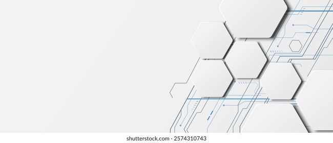 Hexagonal geometric background image, circuit board concept, network, technology and communication