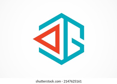 hexagonal geometric letter G logo template