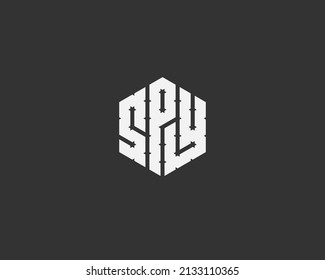 hexagonal geometric letter SPY vector logo design illustration
