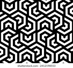 Hexagonal Geometric line pattern vector of seamless grid art  background  design.