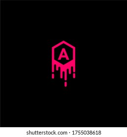 hexagonal geometric A logotype in red color design concept