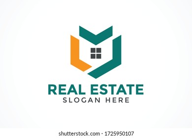 vector de logotipo de bienes raíces geométricas hexagonales