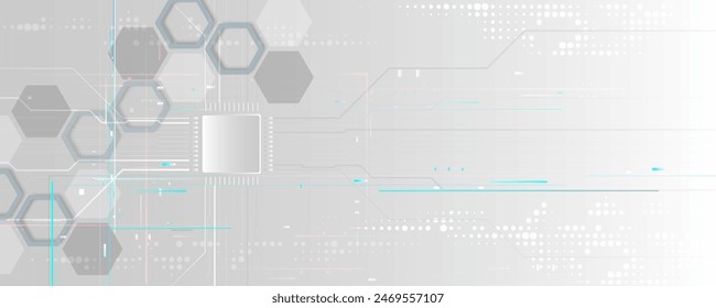 hexagonal geometric technology background and cyber security network circuit boards and future network protection information