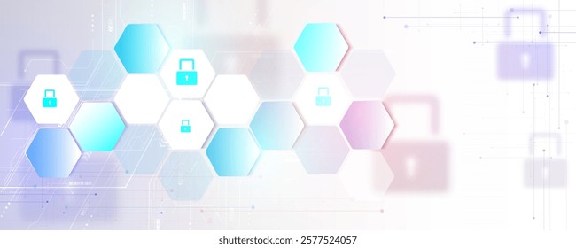 Hexagonal geometric technology background image, cyber security protection concept