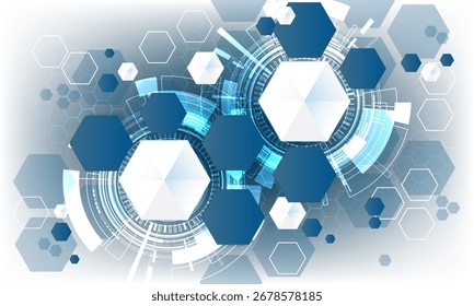 Hexagonal geometric technology background picture Communication network connection technology protection concept