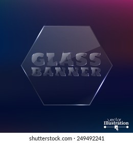 hexagonal glass banner. vector illustration