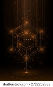 Formas doradas hexagonales con efectos de luz