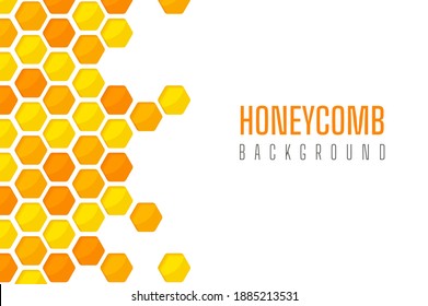 
Hexagonal golden yellow honeycomb pattern paper cut background with sweet honey inside.