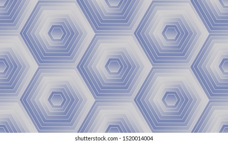 hexagonal gradient grid seamless pattern in retro blue shades