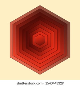 hexagonal gradient symbol in retro red on ivory