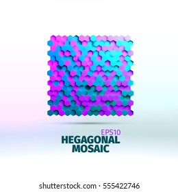 Hexagonal graphic element. Vector grid of hexagons. 3d illustration for web or printing
