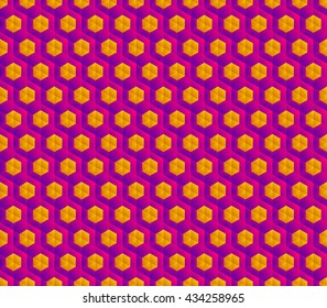 Hexagonal grid background. Cube seamless pattern. Modern style texture. Geometric vector background. 