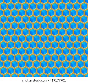 Hexagonal grid background. Cube vector background. Seamless geometric pattern. Modern style texture.