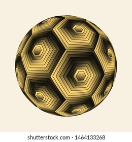 hexagonal grid ball in black gold shades on ivory