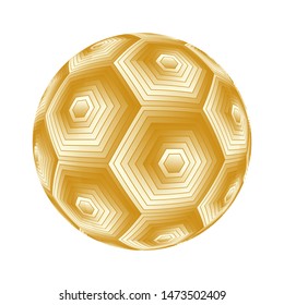 hexagonal grid ball in retro gold ivory shades on white