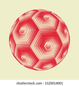 hexagonal grid ball in retro red ivory shades