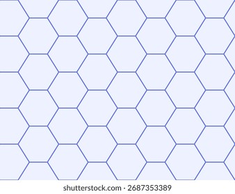 Hexagonal grid or honeycomb structure. Vector endless repeating seamless pattern of rectangular horizontal shape.