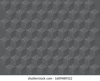 Hexagonal grid pattern based on manually drawn dots in gray scale
