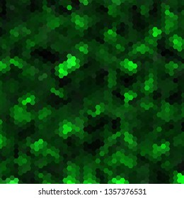 Hexagonal grid pattern with random shades - version 535-D. Color used as matrix: Dark Olive Green. 