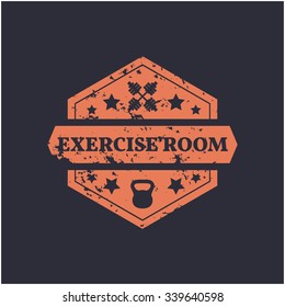 Hexagonal Grunge emblem exercise room, vector illustration.