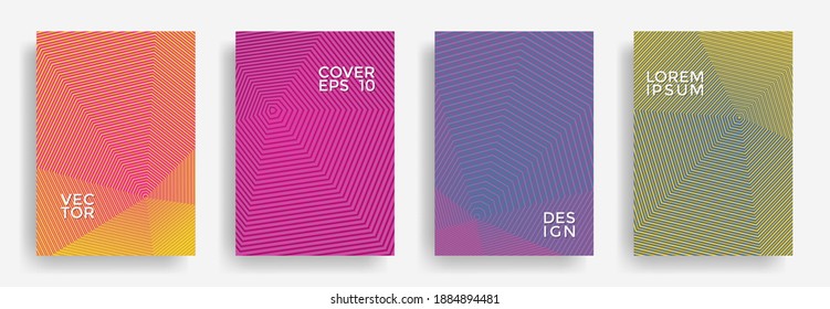 Fashionable Annual Report Design Vector Collection Gradient Halftone Grid Texture Cover Page Layout Templates Set Report Covers Geometric Design Business Brochure Pages Corporate Banners によく似た画像 写真素材 ベクター画像