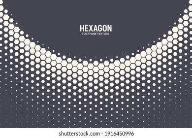 Antecedentes del Resumen de Tecnología Geométrica del Vector de Patrón Hexagonal de semitono. Textura Hex Retro De Medio Tono. Fondo de escritorio de estructura tecnológica dinámica de estilo minimo de los años 80