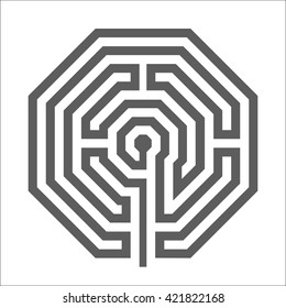 Hexagonal heathen Labyrinth Symbol isolated on white background.