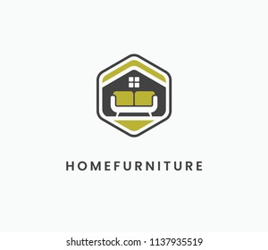 hexagonal home furniture logo vector template suitable for interior, furniture companies