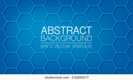 Hexagonal, honeycomb 3D blue abstract vector background, pattern for infographic, business presentation, web, internet, brochure, wallpaper.