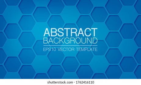 Hexagonal, honeycomb 3D blue abstract vector background, pattern for infographic, business presentation, web, internet, brochure, wallpaper.