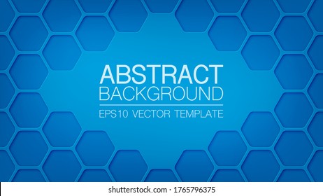 Hexagonal, honeycomb 3D blue abstract vector background, pattern for infographic, business presentation, web, internet, brochure, wallpaper.