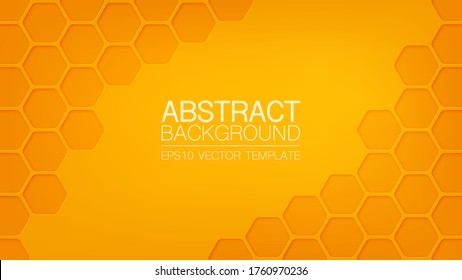 Hexagonal, honeycomb 3D yellow abstract vector background, pattern for infographic, business presentation, web, internet, brochure, wallpaper