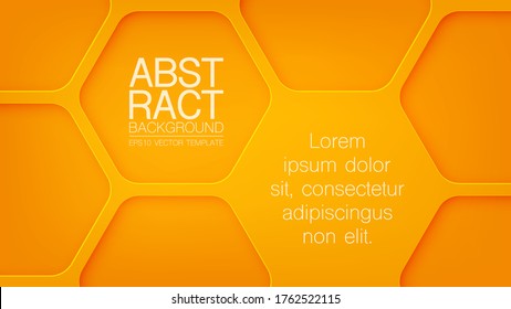 Hexagonal, honeycomb 3D yellow abstract vector background, pattern for infographic, business presentation, web, internet, brochure, wallpaper.