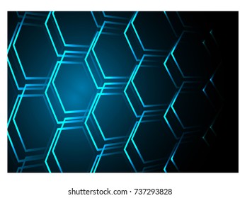 Hexagonal honeycomb binary circuit board future technology, blue cyber security concept background, abstract hi speed digital internet.motion move blur. pixel vector