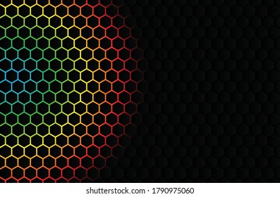 hexagonal honeycomb mesh pattern with text space background.
