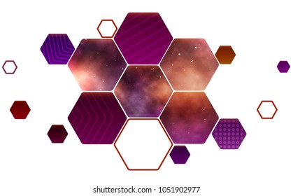 Hexagonal Honeycomb With A Palette Of Flowers. Space Backgrounds. Vector Design