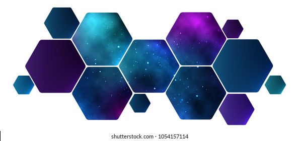 Hexagonal honeycomb with a palette of flowers. space backgrounds. vector design