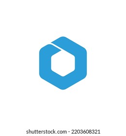 hexagonal ice cube blue simple curve logo vector 