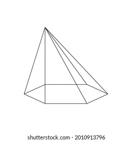 pirámide hexagonal inclinada sobre fondo blanco