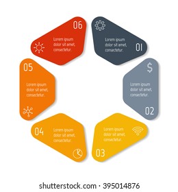 Hexagonal infographic banner with 6 options. Isolated number banner template for diagram, presentation or chart. Progress steps for tutorial. Business concept sequence banner.