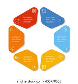 Hexagonal infographic banner with 6 options. Isolated number banner template for diagram, presentation or chart. Progress steps for tutorial. Business concept sequence banner.