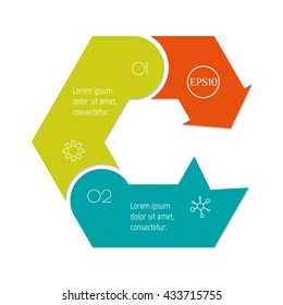 Hexagonal infographic diagram with 3 parts. Isolated paper sequence banner for tutorial. EPS10 arrow progress steps template.