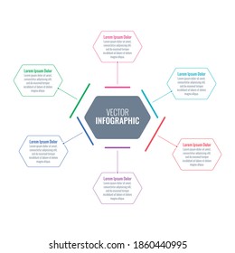 hexagonal infographic template. six steps information template