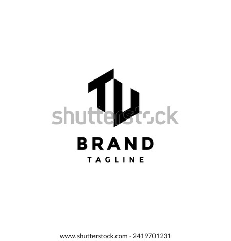 Hexagonal Initial Letter TU Logo Design. Initial Letters T and U Form a Hexagon Logo Design.