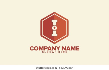 hexagonal i initial simple badge logo, Simple I-Letter logo