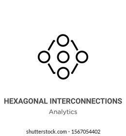 Hexagonal interconnections outline vector icon. Thin line black hexagonal interconnections icon, flat vector simple element illustration from editable analytics concept isolated on white background