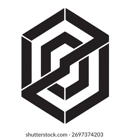 Hexagonal interlocking geometric shape vector silhouette illustration for minimalist tech logo