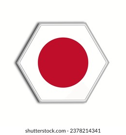 Hexagonal Japanese flag icon vector illustration