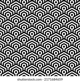 Hexagonal japanese seamless vector pattern design